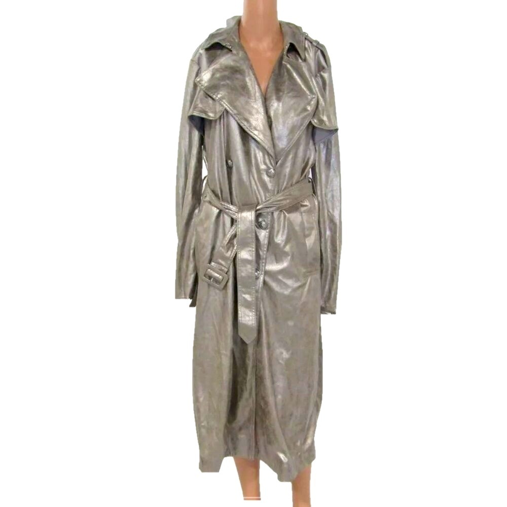Guess Silver Trench Coat NWT